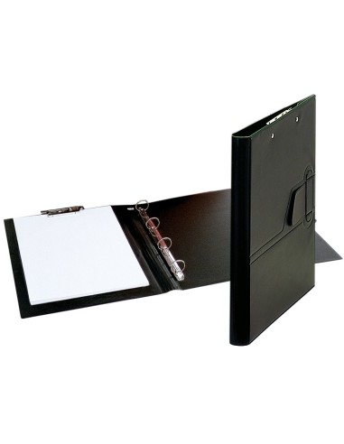 CI | Carpeta 4 anillas 25 mm lengueta miniclip plastico saro folio negra