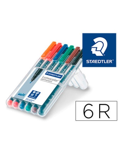 CI | Rotulador staedtler lumocolor retroproyeccion punta de fibra permanente 317 wp estuche 6 colores punta media