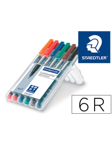 CI | Rotulador staedtler lumocolor retroproyeccion punta de fibra permanente 318 wp estuche 6 colores punta fina