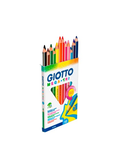 CI | Lapices de colores giotto mega tri caja de 12 colores mina 5,5 mm