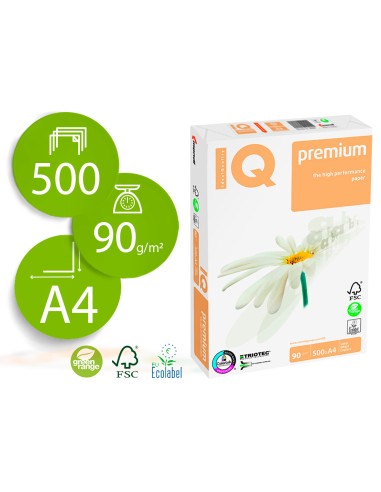 CI | Papel fotocopiadora iq premium din a4 90 gramos paquete de 500 hojas