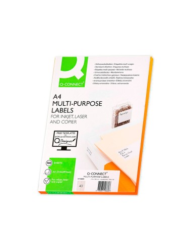 CI | Etiqueta adhesiva q-connect kf00574 -tamaño 52,5x29,7 mm -fotocopiadora -laser -ink-jet-caja con 100 hojas din a4
