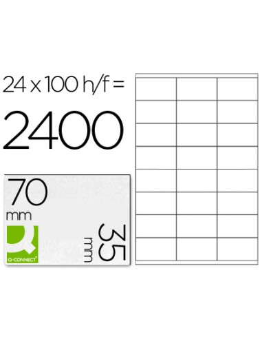 CI | Etiqueta adhesiva q-connect kf10645 -tamaño 70x35 mm fotocopiadora laser ink-jet caja con 100 hojas din a4