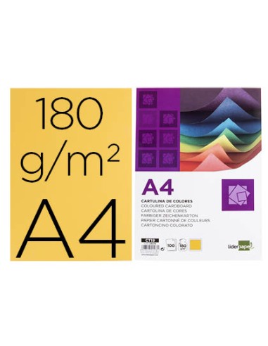 CI | Cartulina liderpapel a4 180g/m2 oro paquete de 100