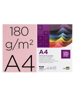 CI | Cartulina liderpapel a4 180g/m2 rosa paquete de 100