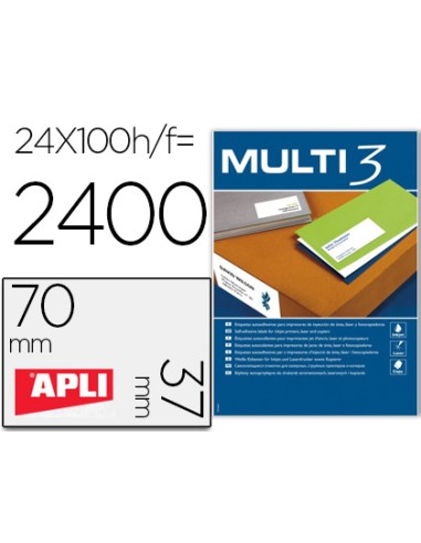 CI | Etiqueta adhesiva multi 3 apli 70x37 mm fotocopiadora laser ink-jet caja con 100 hojas din a4