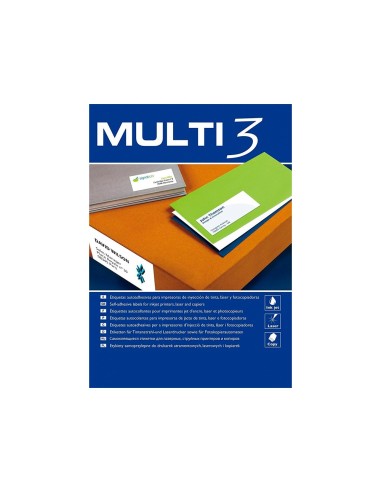 CI | Etiqueta adhesiva multi 3 apli 70x37 mm fotocopiadora laser ink-jet caja con 100 hojas din a4