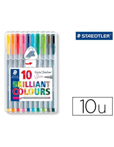 CI | Rotulador staedtler triplus broadliner 338 estuche plastico de 10 colores surtidos