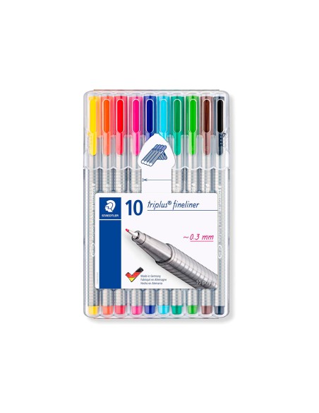 CI | Rotulador staedtler triplus broadliner 338 estuche plastico de 10 colores surtidos