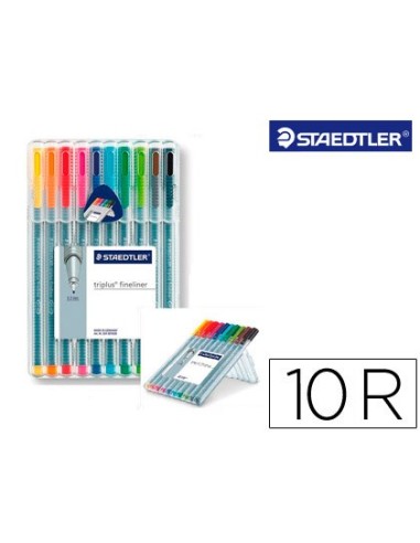 CI | Rotulador staedtler triplus fineliner estuche 10 colores surtidos