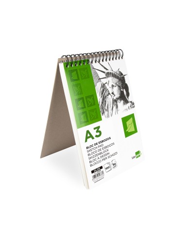 CI | Bloc dibujo liderpapel esbozos espiral a3 297x420mm 100 hojas 90g/m2 sin recuadro