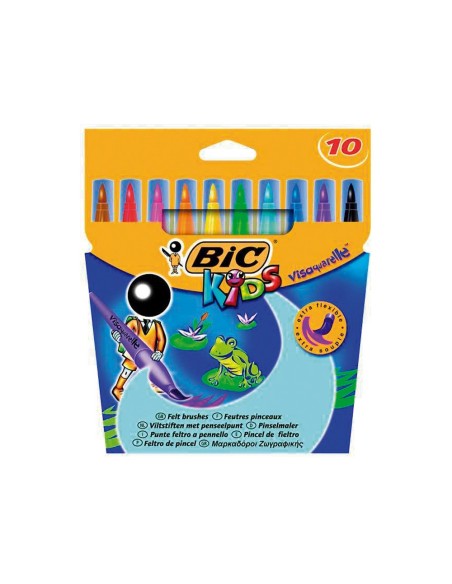 CI | Rotulador bic kids visaquarelle estuche de 10 colores punta pincel tinta base de agua