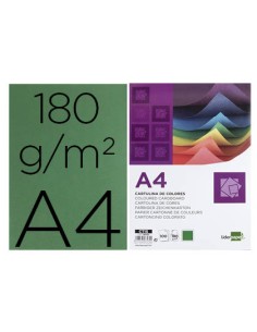 CI | Cartulina liderpapel a4 180g/m2 verde abeto paquete...
