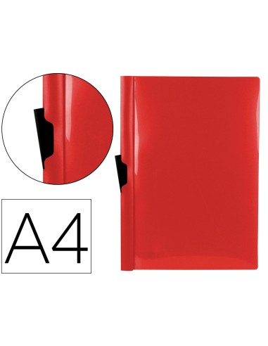 CI | Carpeta liderpapel dossier pinza lateral polipropileno din a4 rojo translucido 30 hojas pinza deslizante