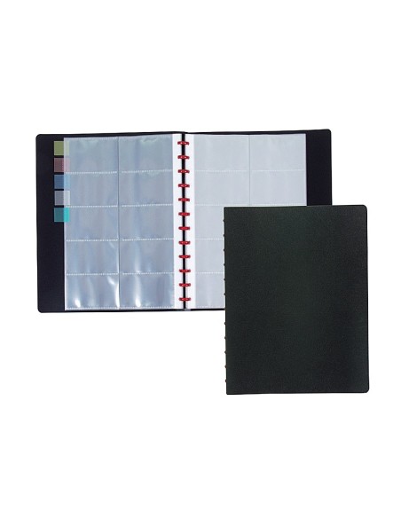 CI | Tarjetero liderpapel anillas din a4 con 20 fundas intercambiables capacidad 400 tarjetas