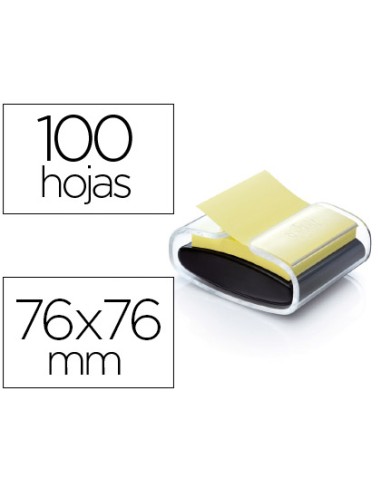 CI | Soporte bloc de notas adhesivas quita y pon post-it super sticky z notes color negro con 1 bloc 76x76 mm