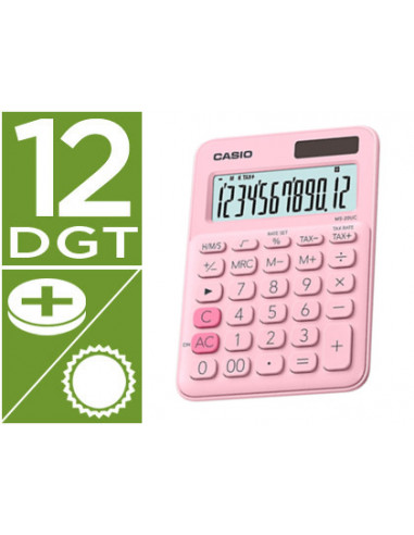 CI | Calculadora casio ms-20uc-pk sobremesa 12 digitos tax +/- color rosa