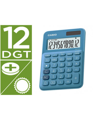 CI | Calculadora casio ms-20uc-bu sobremesa 12 digitos tax +/- color azul