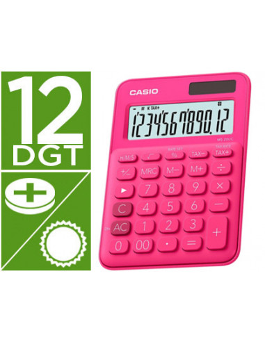 CI | Calculadora casio ms-20uc-rd sobremesa 12 digitos tax +/- color fucsia