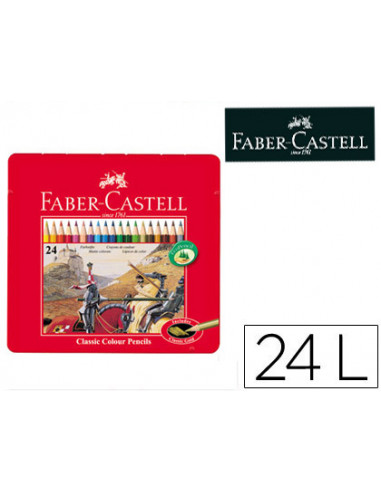 CI | Lapices de colores faber castell caja metalica de 24 colores surtidos