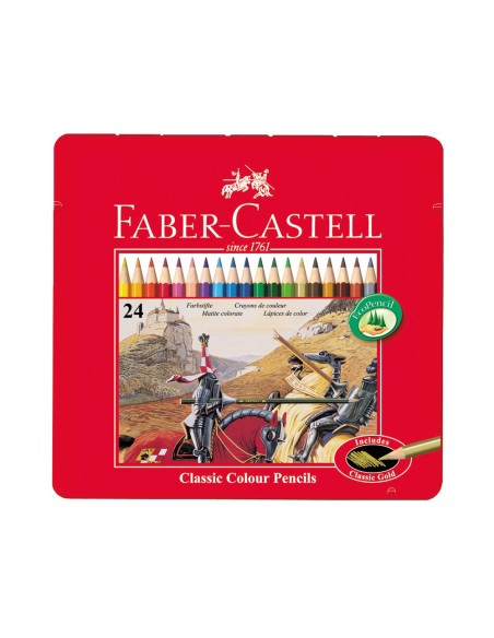 CI | Lapices de colores faber castell caja metalica de 24 colores surtidos