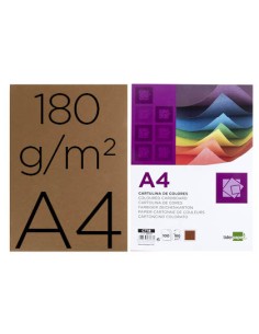 CI | Cartulina liderpapel a4 180g/m2 marron paquete de 100