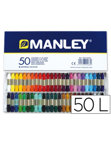 CI | Lapices cera manley -caja de 50 colores ref.150