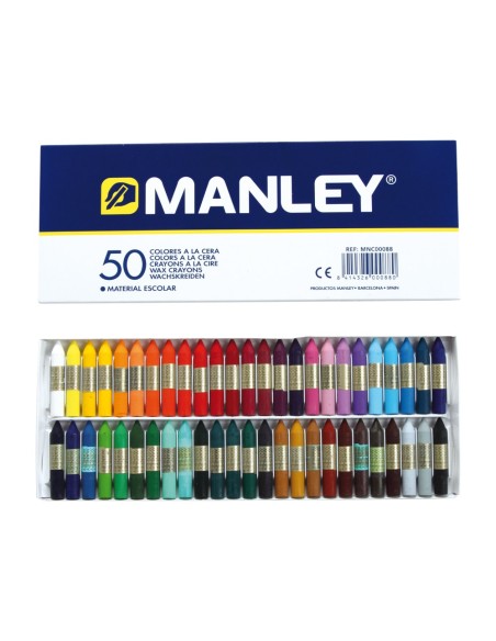 CI | Lapices cera manley -caja de 50 colores ref.150