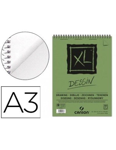 CI | Bloc dibujo canson xl dessin din a3 liso microperforado espiral 29,7x42 cm 50 hojas 160 gr