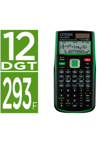 CI | Calculadora citizen cientifica sr-270xgr verde 274 funciones 10+2 digitos 165x84x20 mm