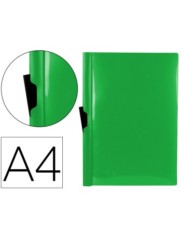 CI | Carpeta liderpapel dossier pinza lateral polipropileno din a4 verde translucido 60 hojas pinza deslizante