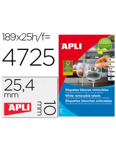CI | Etiqueta adhesivas apli 10198 tamaño 25,4x10 mm...