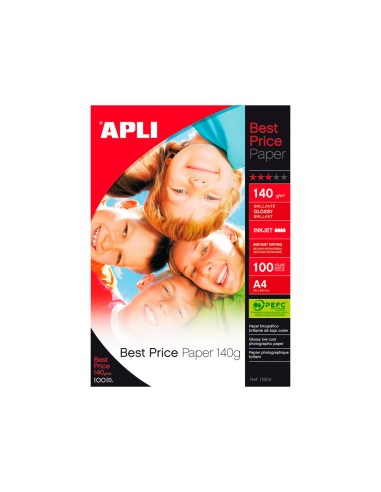 CI | Papel fotografico apli glossy din a4 pack de 100 hojas 140 gr