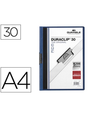 CI | Carpeta duraclip dossier pinza lateral azul oscuro capacidad 30 hojas