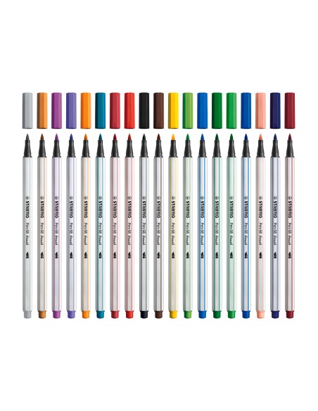 CI | Rotulador stabilo acuarelable pen 68 brush punta pincel estuche de 12 unidades colores surtidos