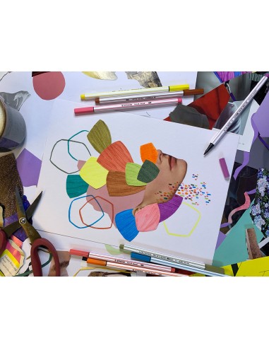 CI | Rotulador stabilo acuarelable pen 68 brush punta pincel estuche de 12 unidades colores surtidos