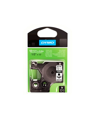 CI | Cinta dymo negro blanco 12mm x3,5 mt d1 nylon