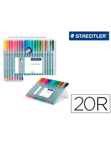 CI | Rotulador staedtler triplus fineliner estuche 20 colores surtidos