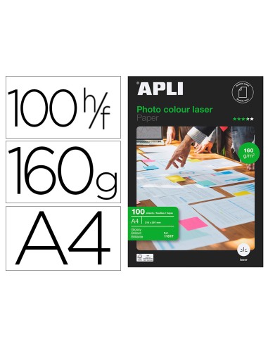 CI | Papel fotografico apli glossy doble cara din a4 pack de 100 hojas 160 gr