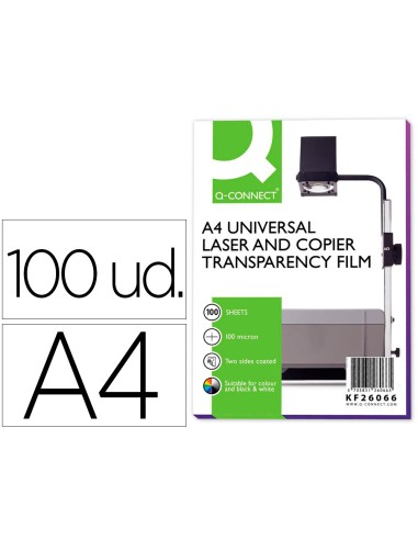 CI | Transparencia q-connect din a4 kf26066 para fotocopiadora tratada dos caras caja de 100