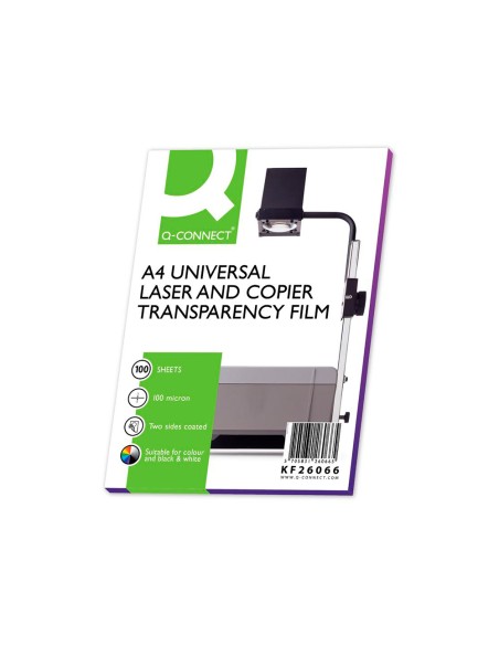 CI | Transparencia q-connect din a4 kf26066 para fotocopiadora tratada dos caras caja de 100