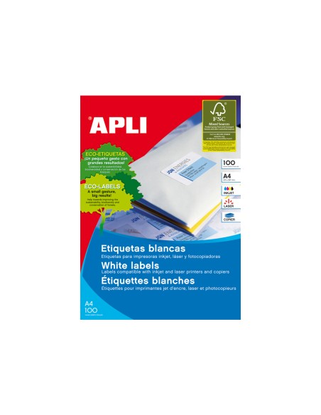 CI | Etiqueta adhesiva apli 1283 tamaño 38x21.2mm para fotocopiadora laser ink-jet caja con 100 hojas din a4