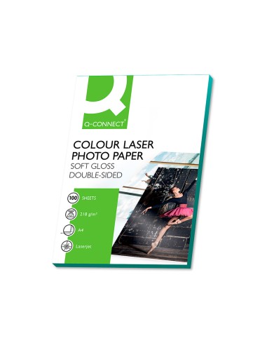 CI | Papel q-connect foto glossy din a4 para fotocopiadoras e impresoras laser -paquete de 100 hojas 220 gr