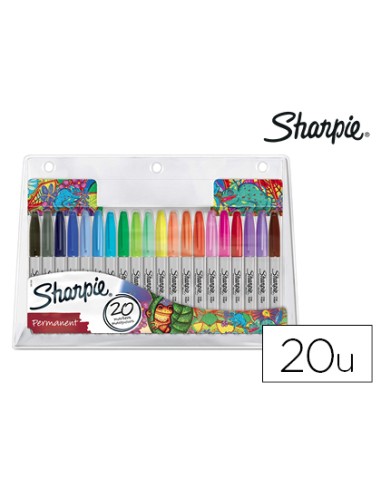 CI | Rotuladores sharpie permanente punta fina blister de 20 unidades colores surtidos