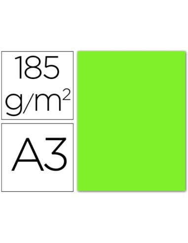 CI | Cartulina guarro din a3 verde fluorescente 185 gr paquete 50 h