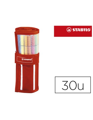 CI | Rotulador stabilo punta de fibra pen 68 estuche rollerset de 30 colores surtidos