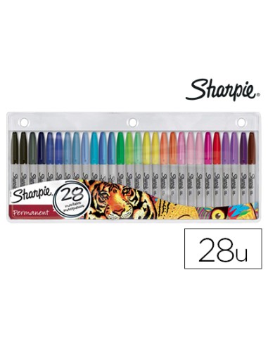 CI | Rotuladores sharpie permanente punta fina blister de 28 unidades colores surtidos