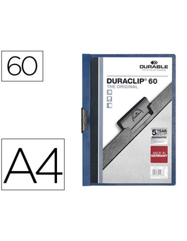 CI | Carpeta duraclip dossier pinza lateral azul oscuro capacidad 60 hojas