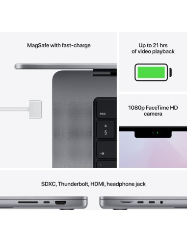 Apple Macbook Pro 16"/ M1 Max 10-Core CPU/ 32GB/ 1TB SSD/ 32-Core GPU/ Gris Espacial