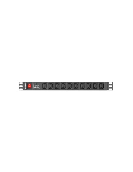 Unidad distribución alimentación lanberg pdu-10i-0200-iec-bk - 10* iec c13 - potencia max. 2500w - 16a - 1u